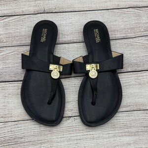 Michael Kors Black and Gold Sandals for Women